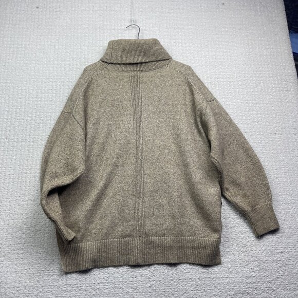 H&M Chunky Cozy Sweater Womens Sz M Mock Neck Wool Blend Brown / Beige - Picture 13 of 16